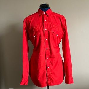 Incredible vibrant vintage vermilion western-style button down, Ralph Lauren, L